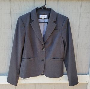 Women's Calvin Klein Gray Fitted Business Casual Professional Blazer Jacket 8